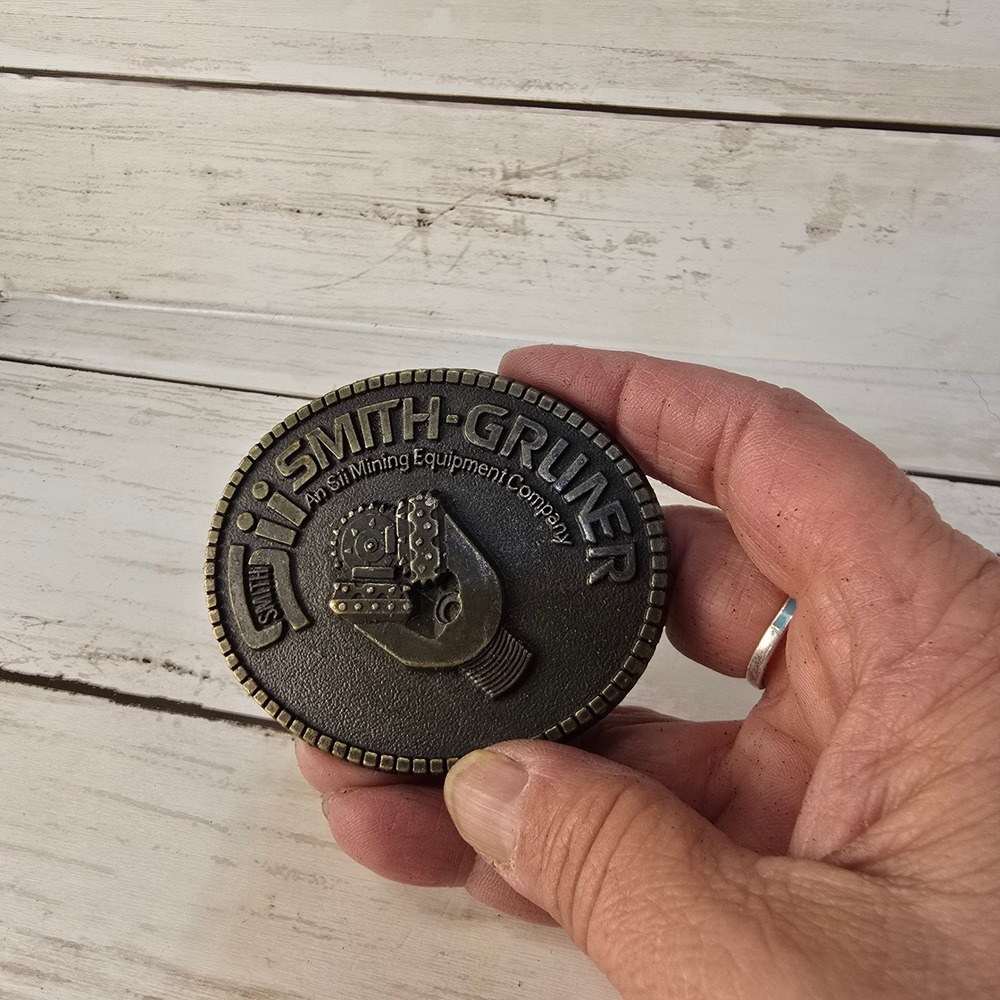 Vintage Smith-Gruner Sii Mining Equipment Company Brass‎ Tone Belt Buckle Oval